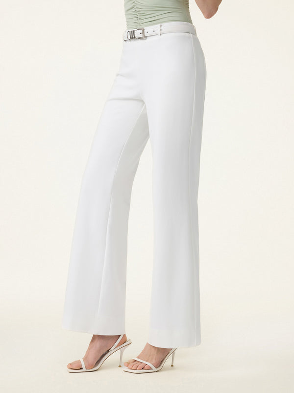Not-See-Thru Drapey Mid Rise Wide Leg Pull-on Pants with Pockets