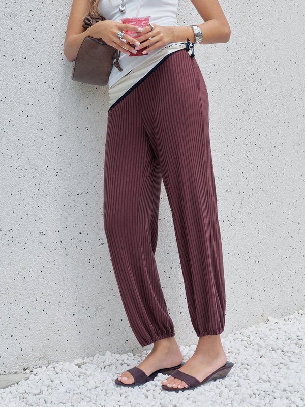 OGLmove Wrinkle-Free Ultra-soft Mid-Rise Cropped Lounge Pants with Pockets
