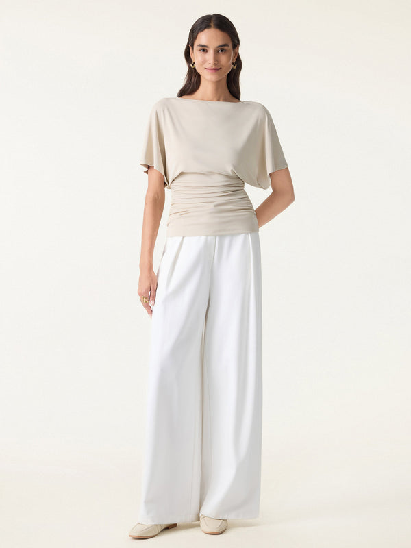 OGLmove Effortless Boatneck Batwing Sleeve Side Ruched Top