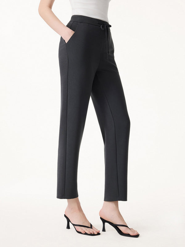 OGLmove Sandwashed Mid Rise Cropped Tapered Travel Pants with Pockets