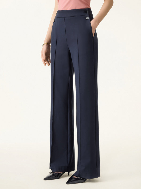 4-Way Stretch A-Line Wide Leg Pull-on Work Pants with Pockets Regular Universe Navy