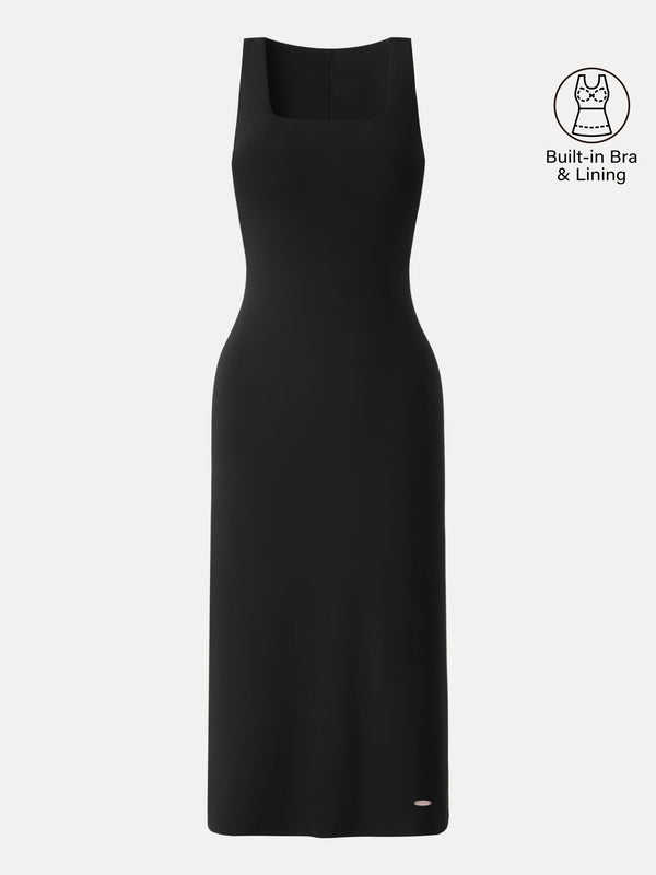 OGLmove Back Smoothing Bandless Square Neck Midi Bra Dress