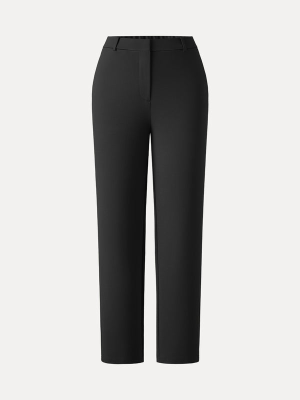 4-Way Stretch High Rise Tapered Leg Pants with Pockets