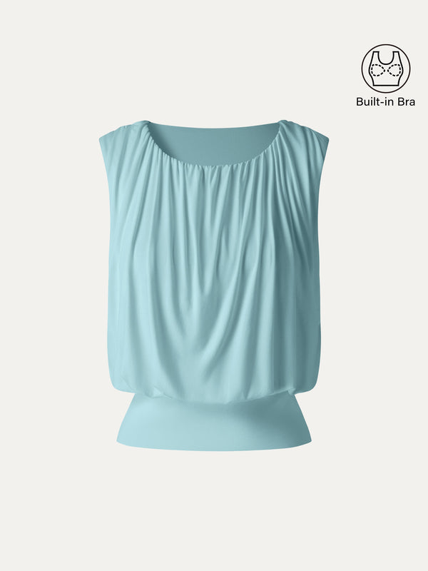OGLmove Round Neck Gathered Sleeveless Bra Top