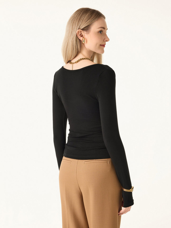 Essential Lyocell Cashmere Multi-Wear Long Sleeve Top with Thumbholes