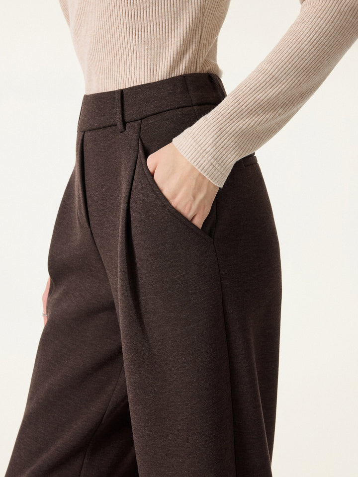 Cozy Knit Mid Rise Barrel Leg Pull-on Pants
