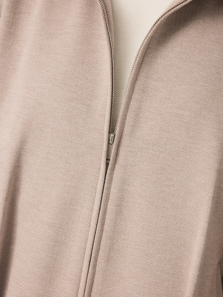 Herringbone Textured Full Zip Jacket