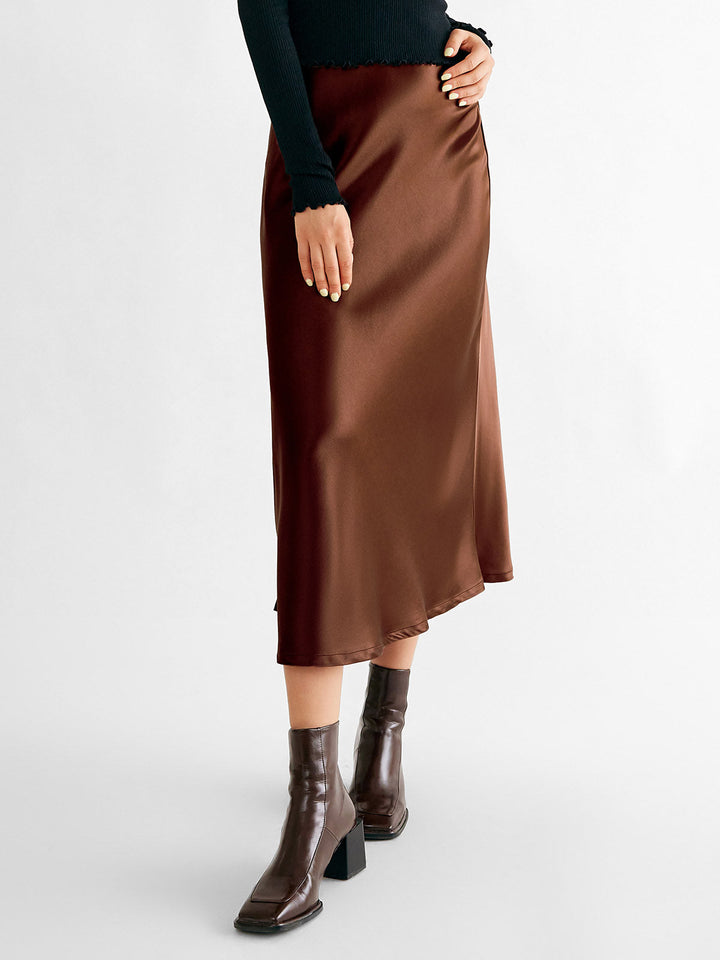 Silk-Like Bias-Cut Slip Skirt