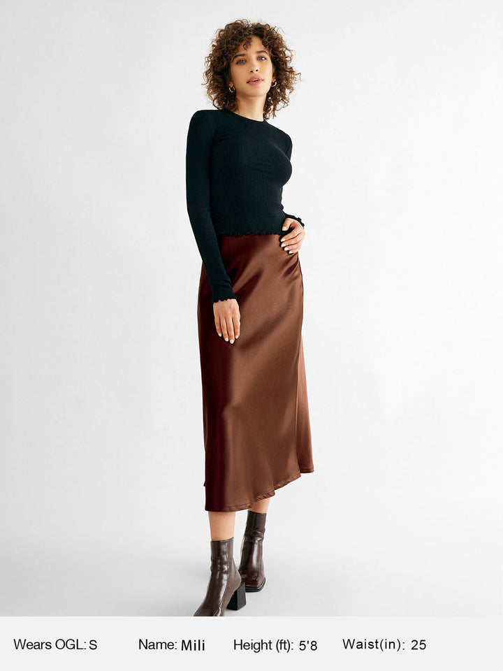 Silk-Like Bias-Cut Slip Skirt