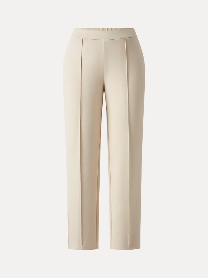 Mid Rise Cropped Tapered Leg Pull-on Pants with Pockets Petite Tan