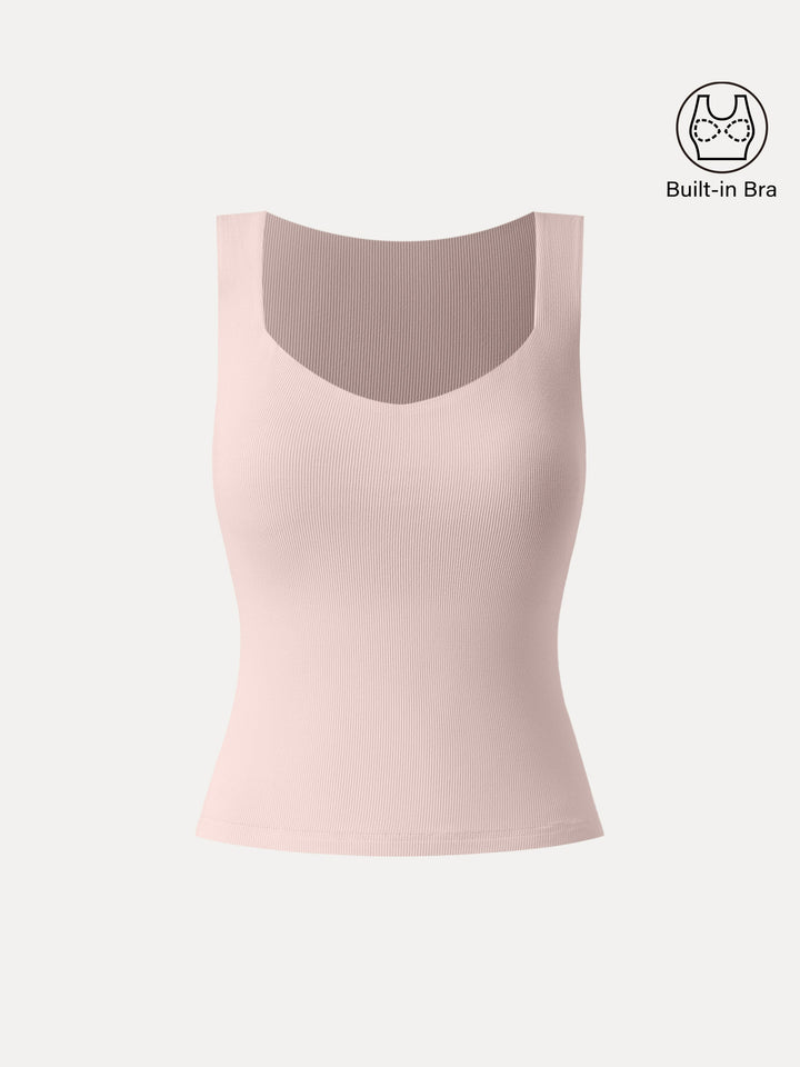 Diamond Neck Ribbed New Airy Brami Tank Soft Pink XS