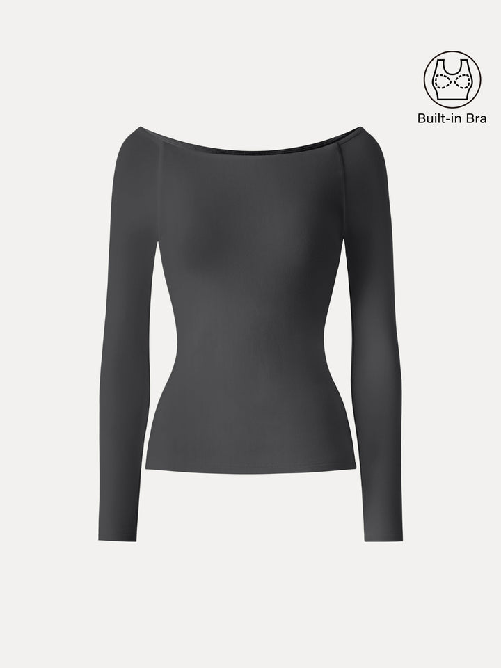 ProWarm Boatneck Long Sleeve Brami Blue Charcoal XS