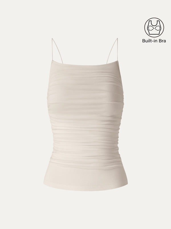 OGLmove SkinKiss Square Neck Ruched Spaghetti Bra Top