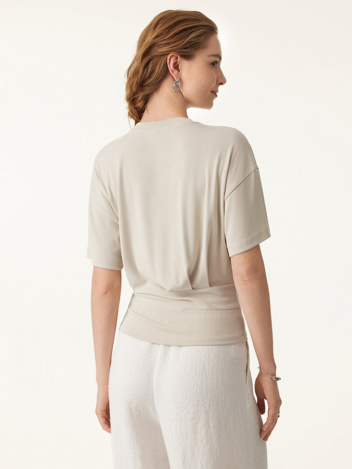 2Pcs Set Sandwashed Crewneck Short Sleeve Tucked Tee