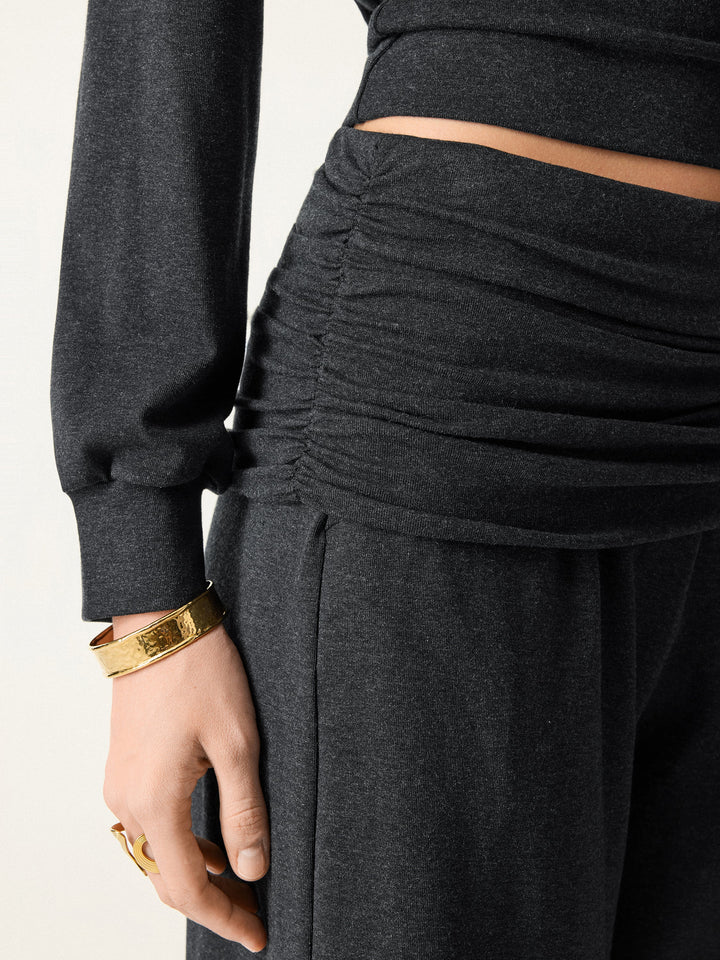 Non-Itchy Wool Blend Drapey Wide Leg Pull-on Pants with Pockets