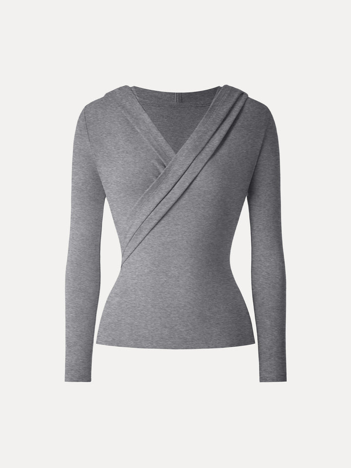 Surplice Ruched Pullover Hoodie