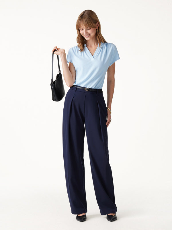 OGLmove Eco-Mousse® Collared V-Neck Short Sleeve Top