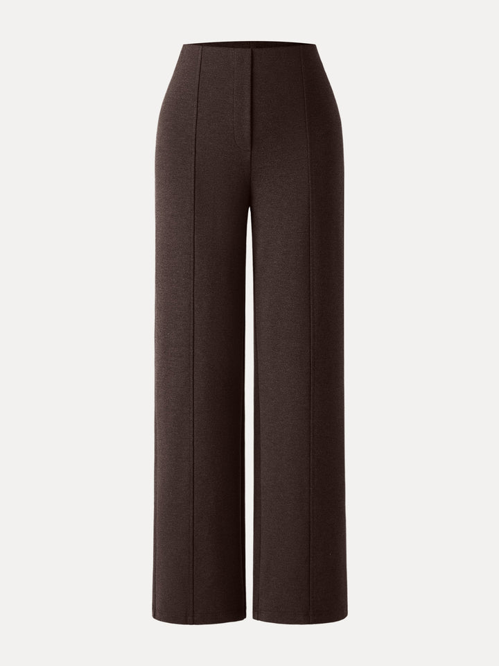 Stretch Ponte High Rise Straight Leg Pants with Pockets