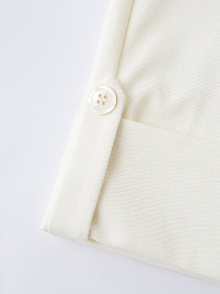 Bamboo Ponte Mid Rise Wide Leg Trouser with Fold-up Hem