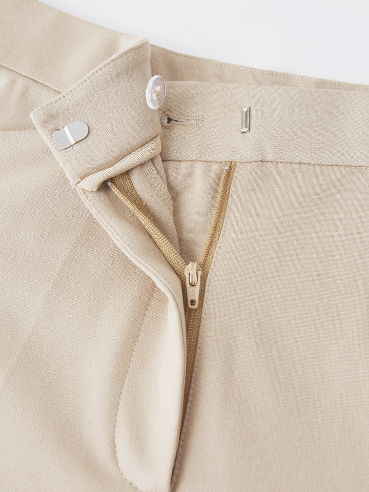 Ponte High Rise Straight Leg Cropped Fly-Front Trousers with Pockets