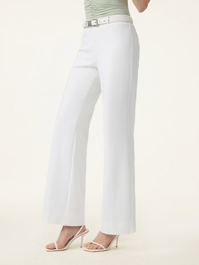 Not-See-Thru Drapey Mid Rise Wide Leg Pull-on Pants with Pockets
