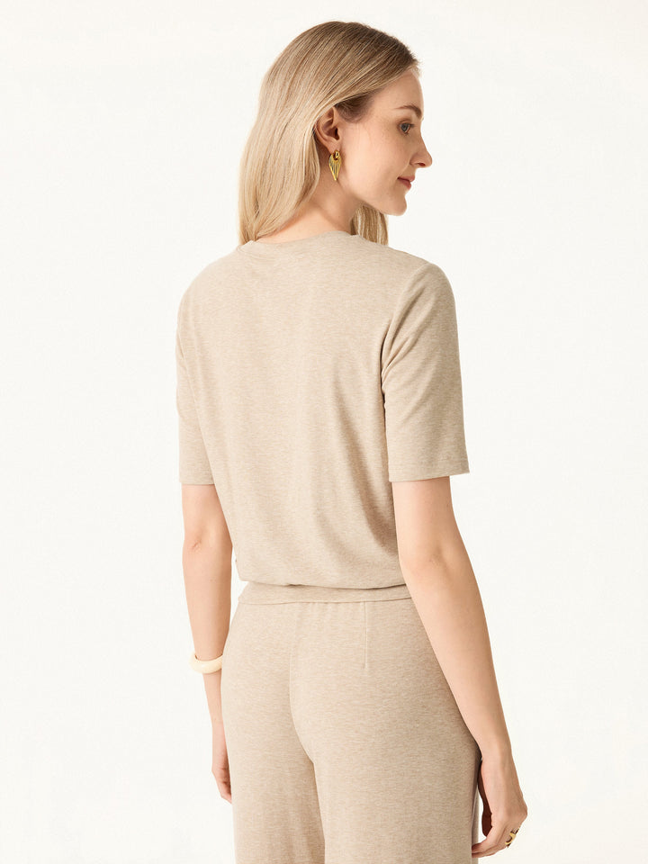 Lyocell Wool Crewneck Brami with Banded Hem