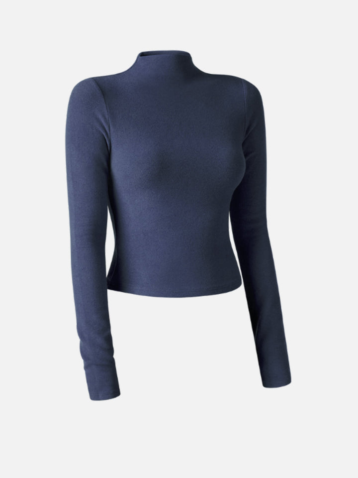 Mock Neck Crop Top & Mermaid Maxi Skirt & Scarf Jacket Top Indigo