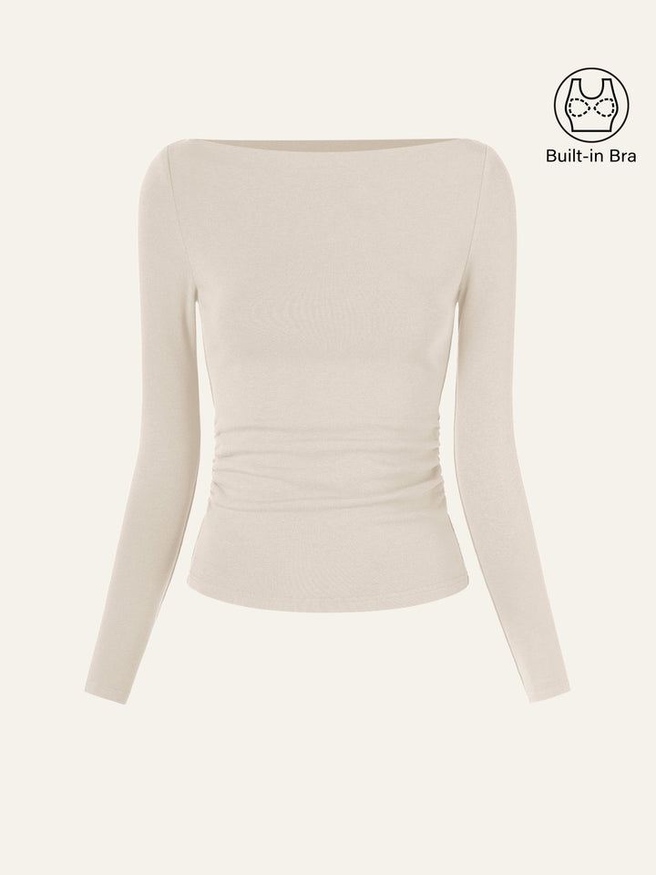 Modern Side Ruched Boatneck Brami Top