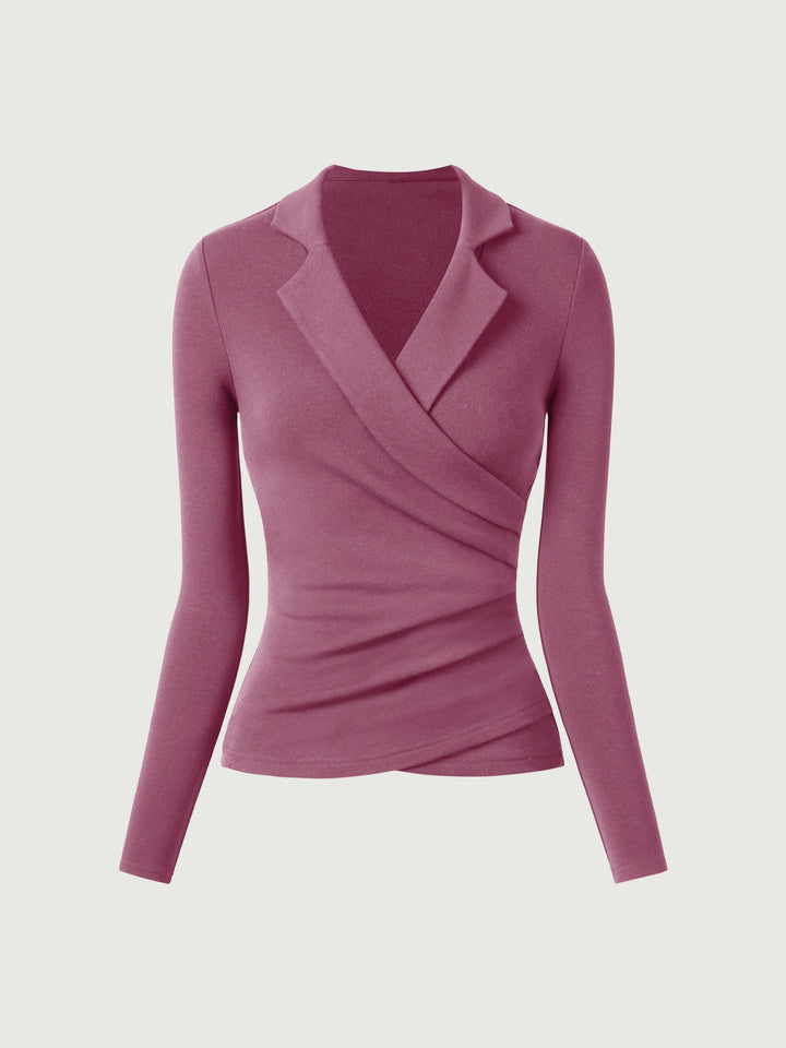 Collared Surplice Top Rose 2XL