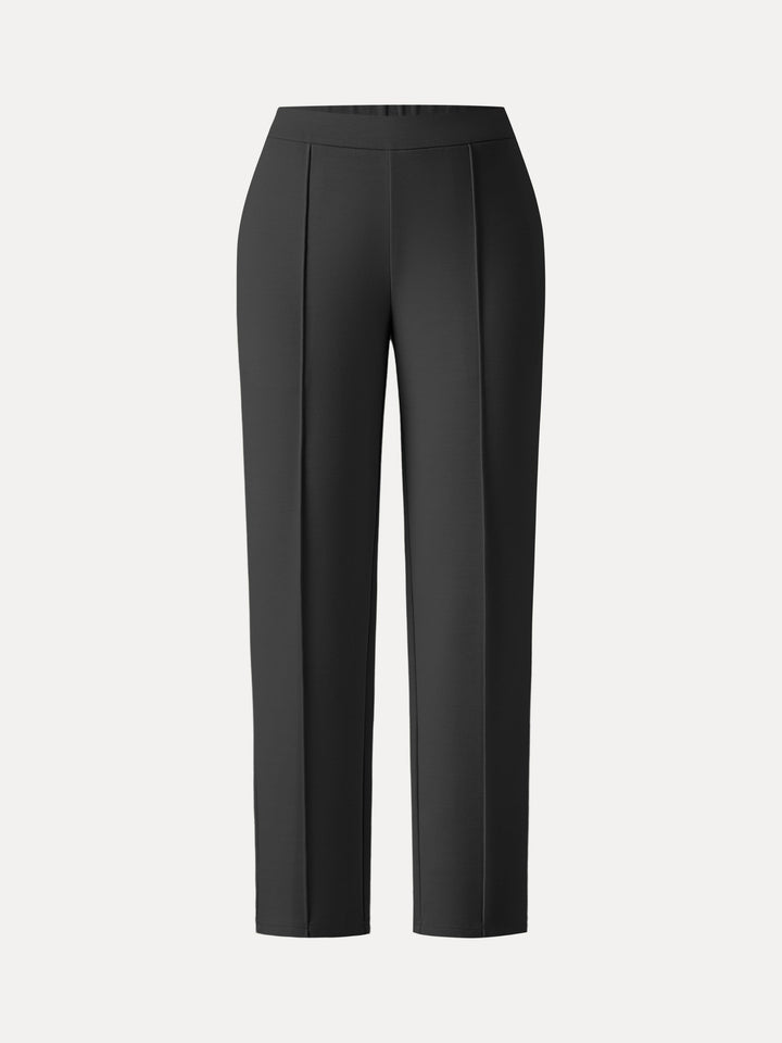 Mid Rise Cropped Tapered Leg Pull-on Pants with Pockets Petite Black