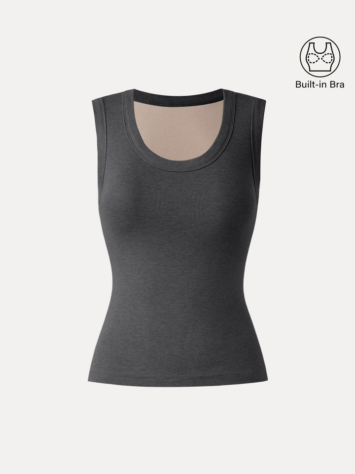 Stretch Cotton Scoopneck New Airy Brami Tank Night Charcoal XS