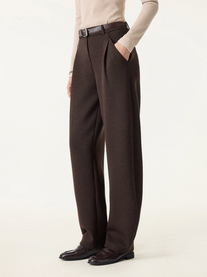 Cozy Knit Mid Rise Barrel Leg Pull-on Pants