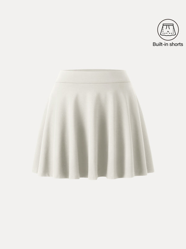 Bamboo Ponte A-line Circle Skirt with Built-in Shorts and Pockets Milk Cream XS