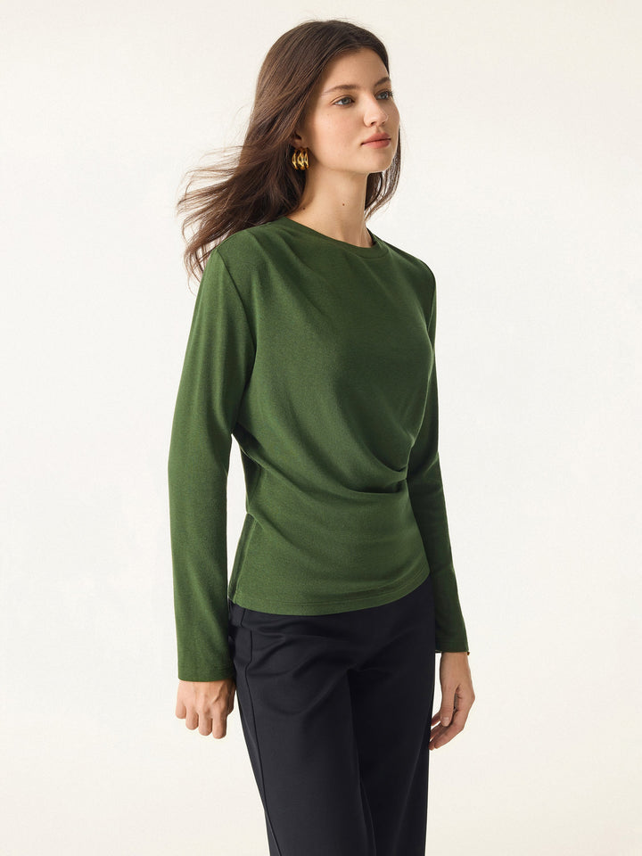 Light Warm Crewneck Tucked Top