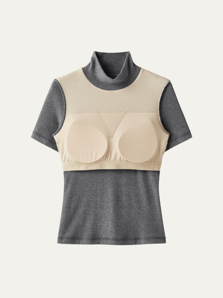 Soft Thermal Mockneck Short Sleeve Brami Top