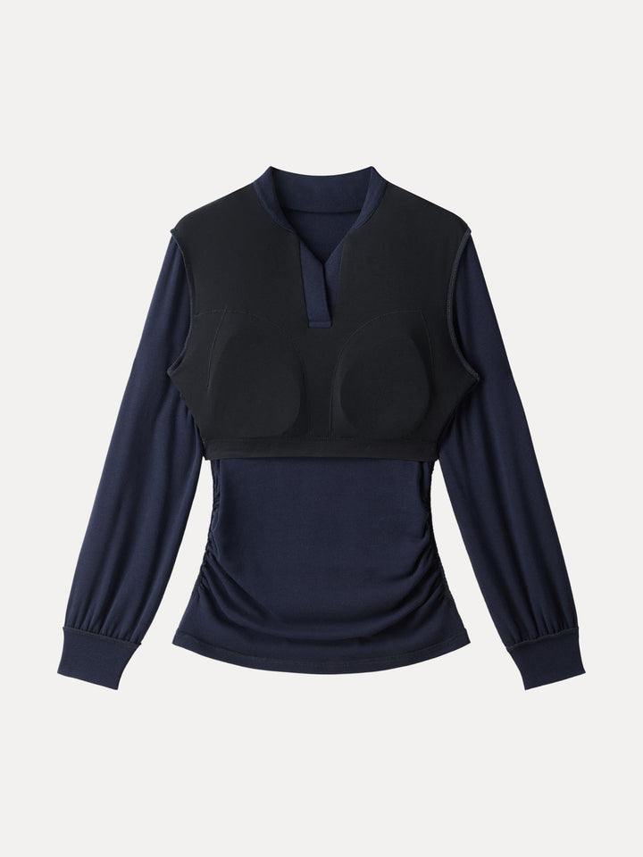 Light Warm Polo Neck Side Ruched Brami Top
