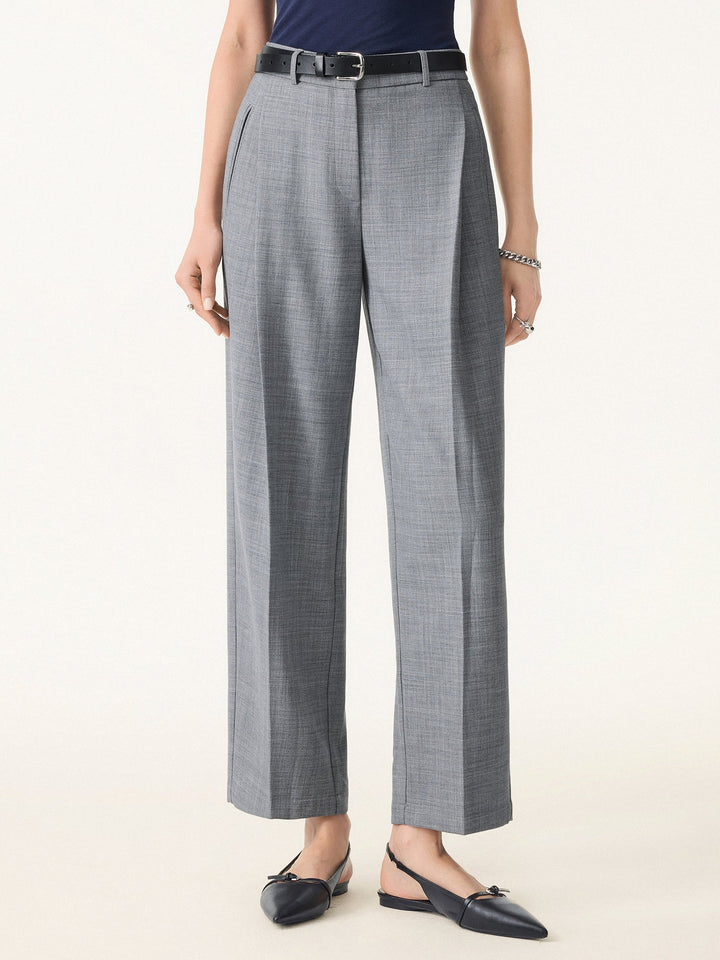4-Way Stretch Mid Rise Cropped Tapered Trousers with Pockets