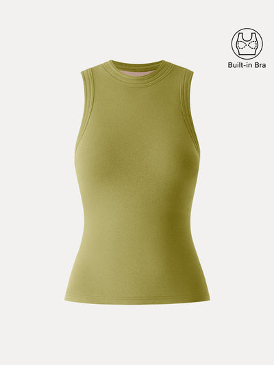 Cotton Lyocell Perkins Collar Bra Tank Ginger Olive XS