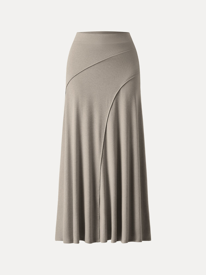 Mid Rise Pull-on Flared Maxi Skirt Griege XS