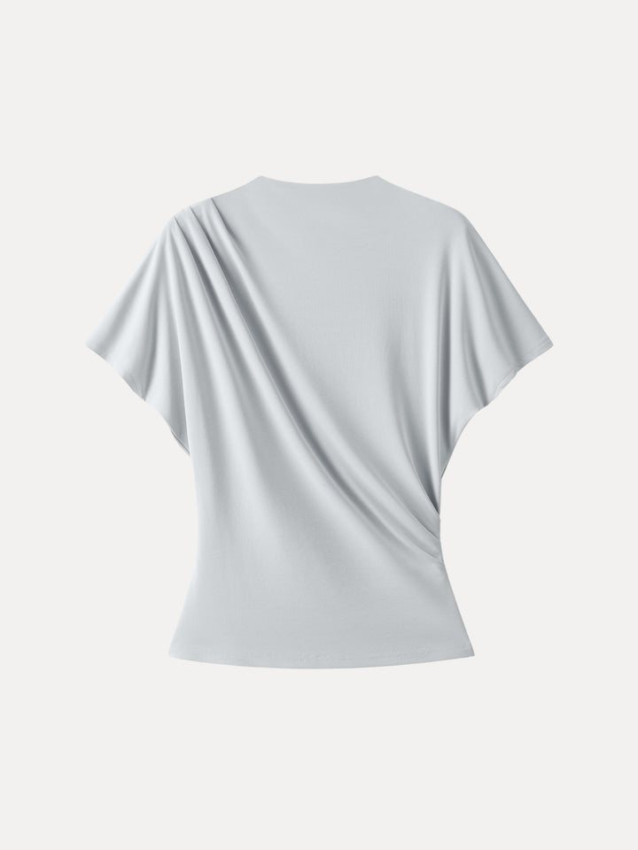 Mockneck Tucked Waist Define Top Smoke Blue XS