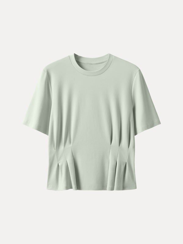 Crewneck Short Sleeve Cinched Waist Tee