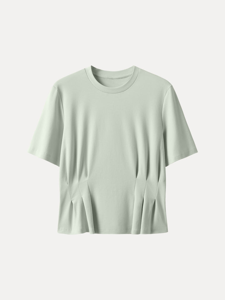 Crewneck Short Sleeve Cinched Waist Tee