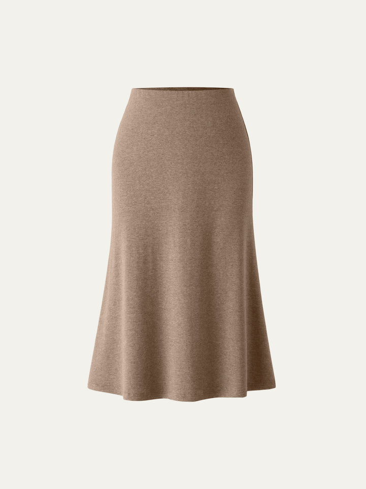 Soft Thermal Pull-On Midi Skirt Heather Taupe XS