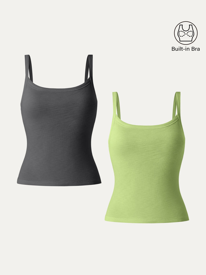 2Pcs Set Everyday Cotton Low Back New Airy Brami Tank