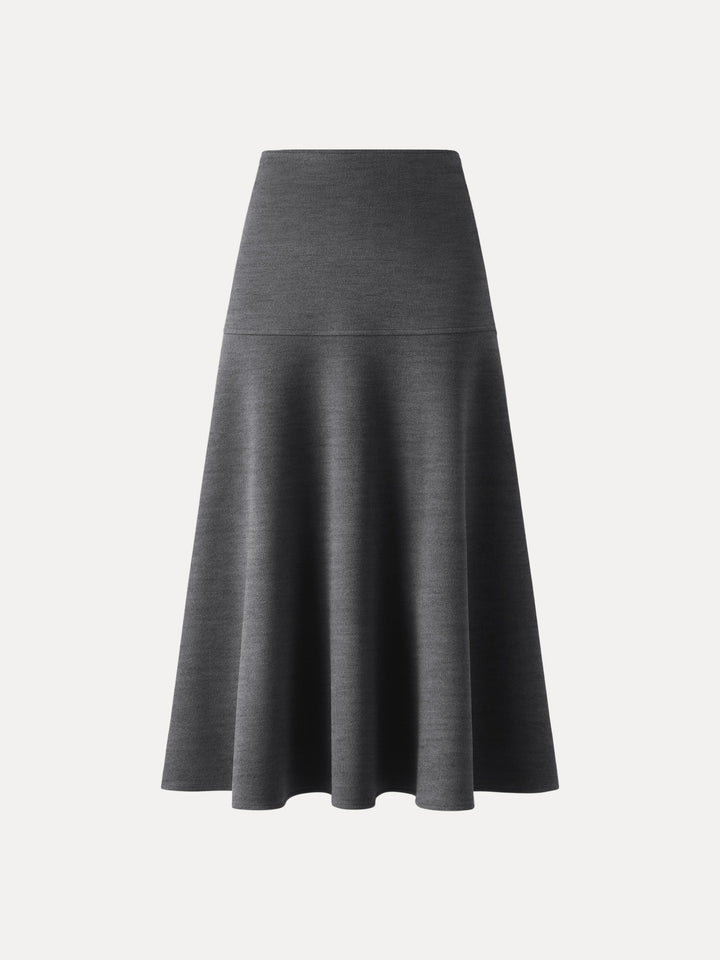 Cashmere-like Flared Maxi Skirt Petite Heather Black