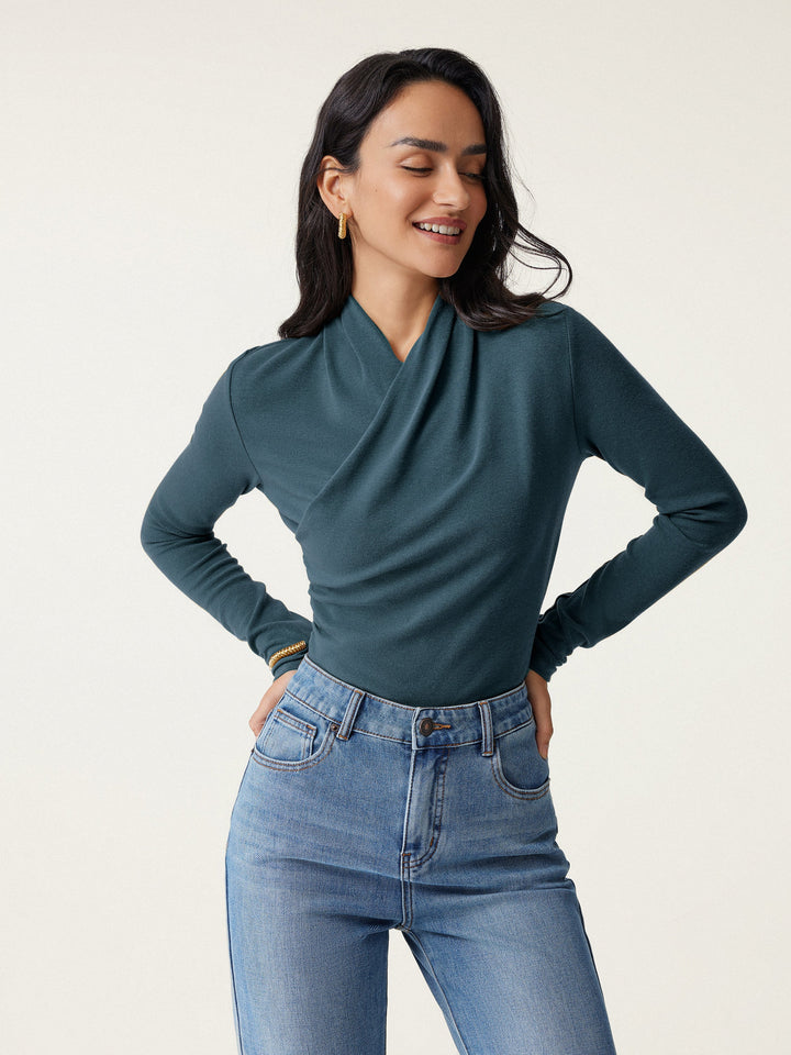 Surplice Long Sleeve Top Forest Night XS