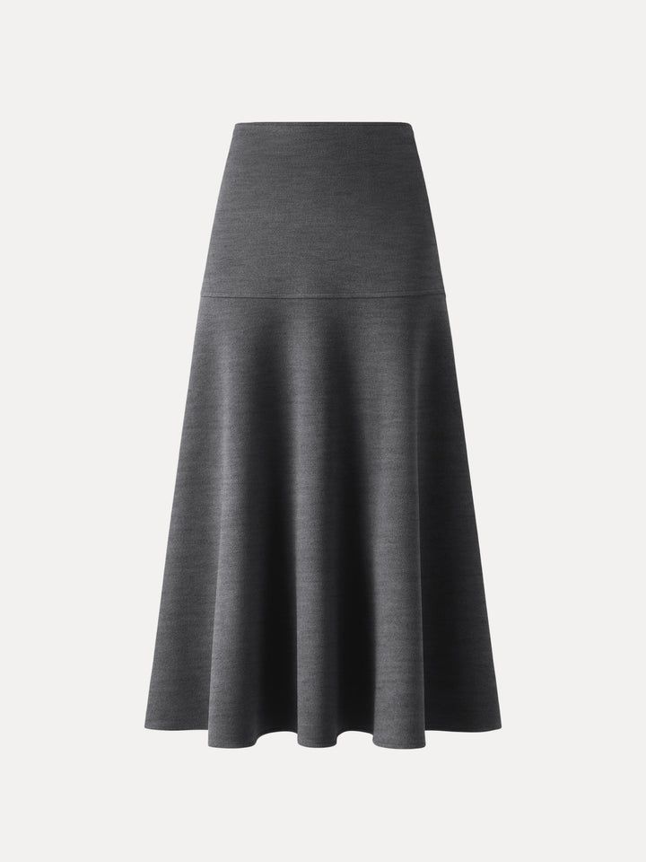 Cashmere-like Flared Maxi Skirt Regular Heather Black