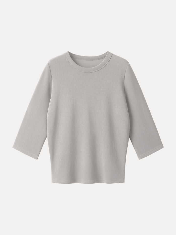 Sandwashed Spacer Crewneck 3/4 Sleeve Top Grey Steel XS