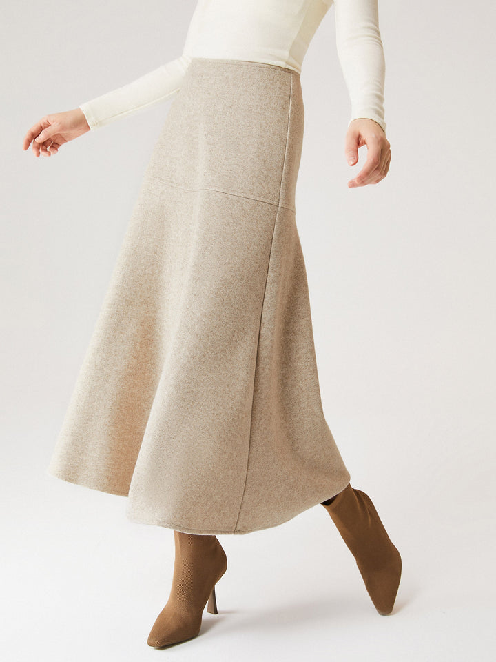 2Pcs Set Ruched V-Neck Surplice Brami & Cashmere-like Flared Maxi Skirt