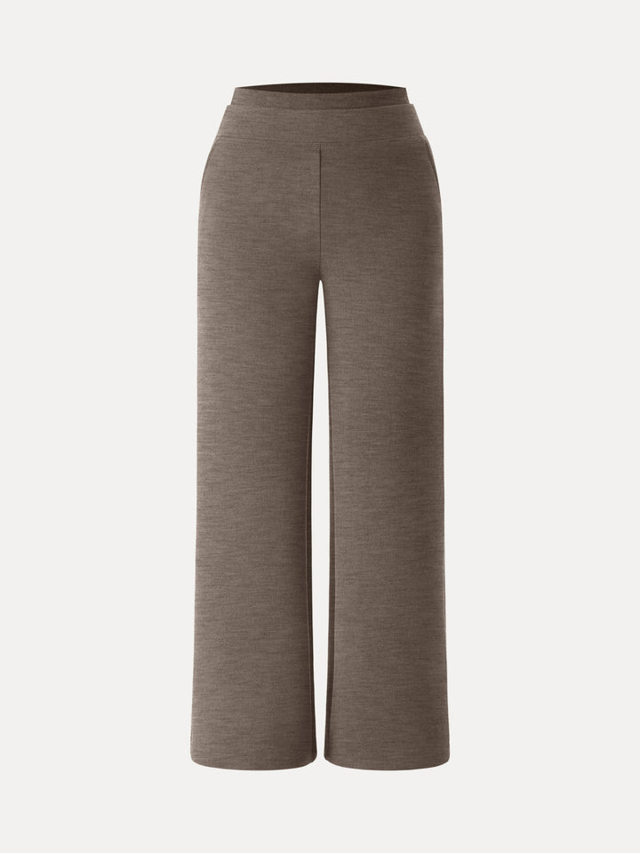 Double Waistband Straight Leg Pants with Pockets Petite Heather Milk Chocolate